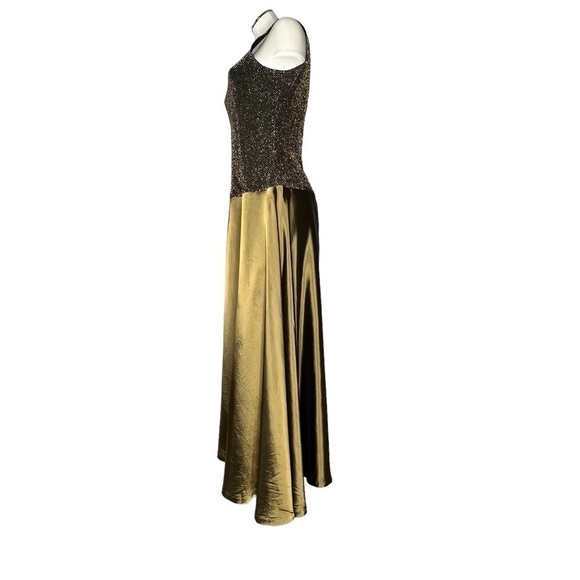 JS COLLECTIONS Metallic Gold Sleeveless Maxi Dress Evening Gown Size 12 - Picture 3 of 16